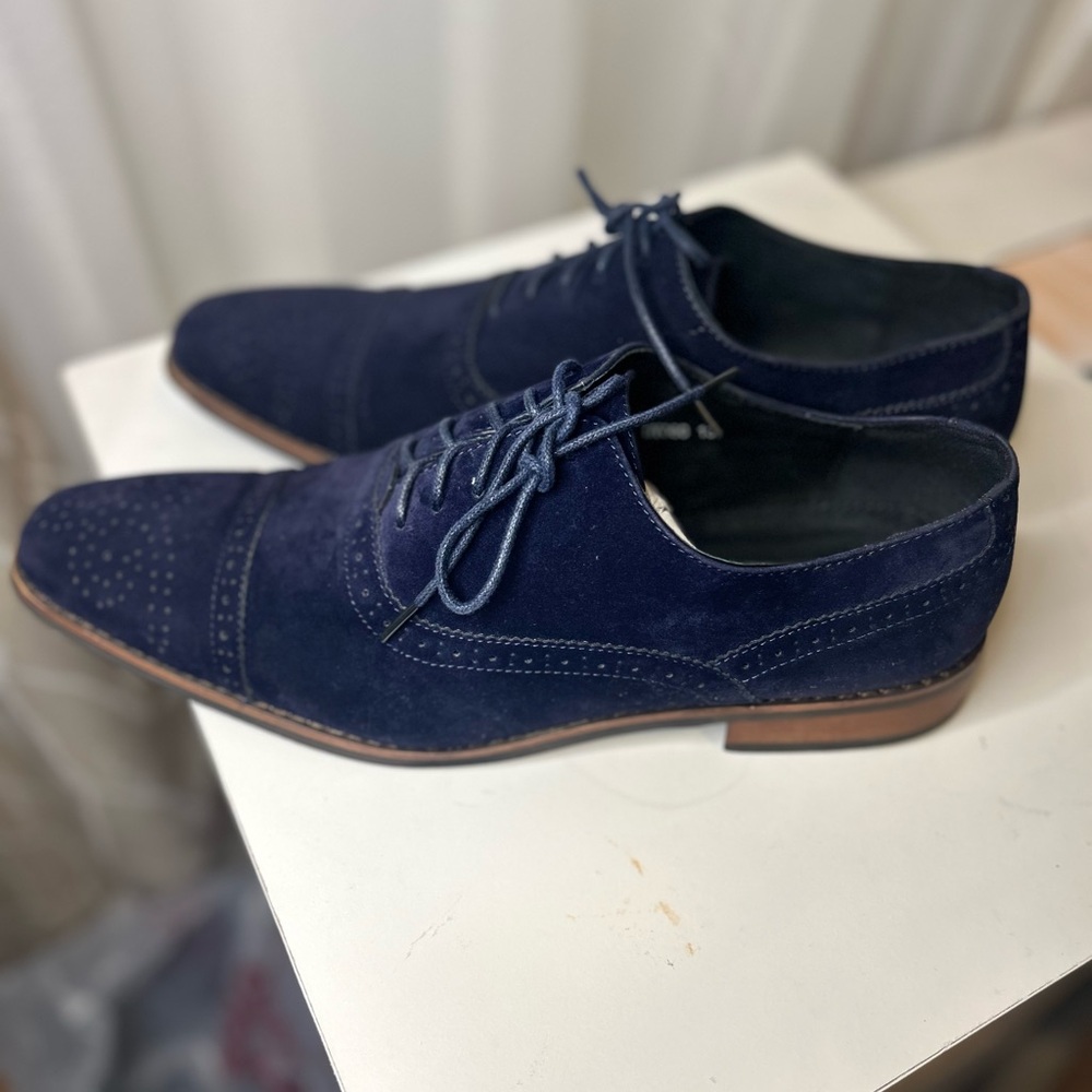 Classic Navy Suede Oxford Shoes